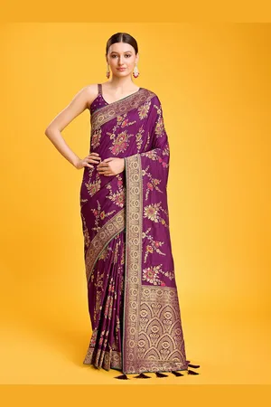 MONJOLIKA FASHION Floral Woven Design Zari Banarasi Saree