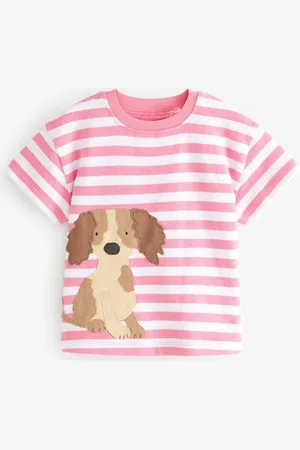 Next Girls Striped Pure Cotton Applique T-shirt