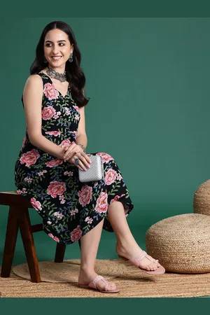 Sangria Floral Print V-Neck Wrap Dress
