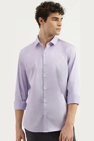 Benetton Cotton Spread Collar Slim Fit Curved Formal Shirt