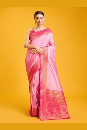 MONJOLIKA FASHION Floral Woven Design Zari Banarasi Saree