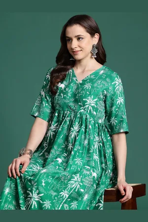 Sangria Floral Printed Wrap Ethnic Dress