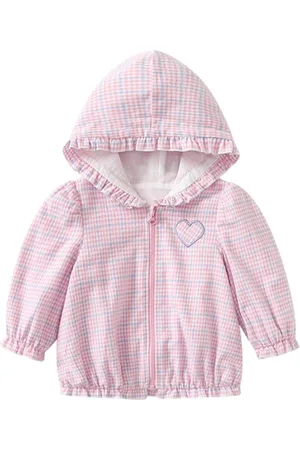 Stylecast Girls Checked Pure Cotton Hooded Bomber Jacket