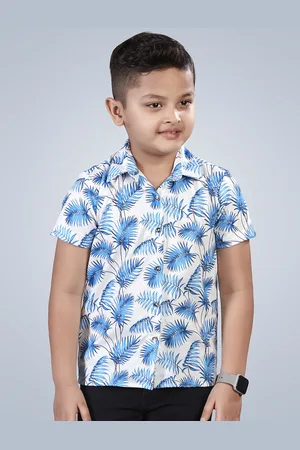Lil Peacock Boys Floral Printed Cotton Casual Shirt