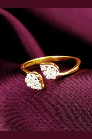 GIVA Graceful Leaf 14KT Gold Diamond Studded Finger Ring-2.0 gm