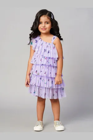 LIL DRAMA Girls Conversational Printed Layered A-Line Dress