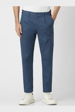 Peter England Men Carrot Fit Mid-Rise Pleated Trousers