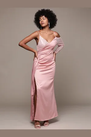 Bebe Future Glam Satin Finish Maxi Dress