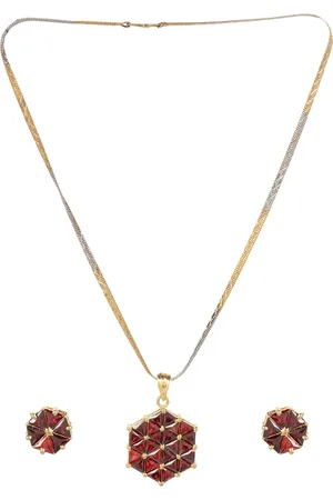 Adwitiya Collection 24CT Gold-Plated Stone-Studded Antique Necklace & Earrings