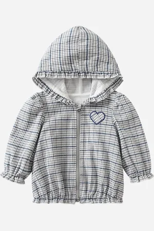 Stylecast Black Girls Checked Pure Cotton Hood Tailored Jacket