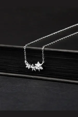 Accessorize London 925 Sterling Silver Hallmark Cubic Zirconia Sparkle Flower Necklace