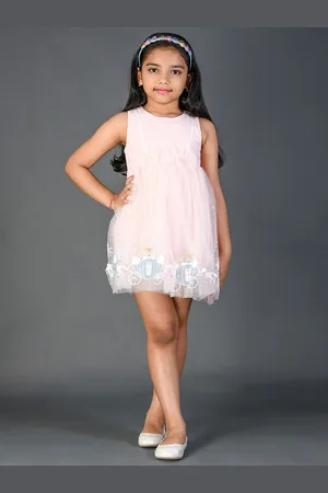 Kids On Board Self Design Girls Crepe Fit & Flare Dress