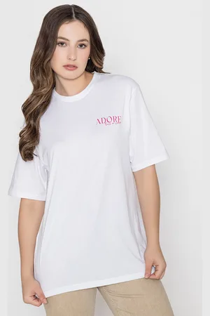 Bonjour Round Neck Short Sleeves Relaxed Fit Cotton T-shirt