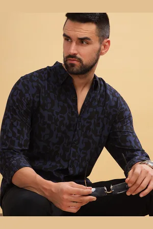 HERE&NOW Floral Printed Mandarin Collar Long Sleeves Slim Fit Casual Shirt
