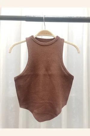 Stylecast Girls Brown Halter Neck Tank Top