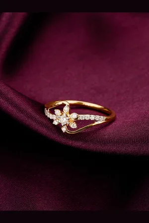 GIVA Seasons Of Life 14KT Gold Diamond Studded Finger Ring-2.0 gm