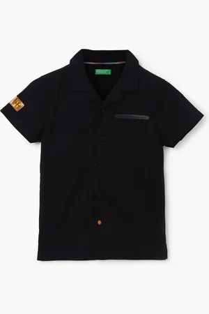 Benetton Boys Typography Printed Opaque Cotton Casual Shirt