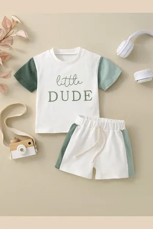 Stylecast Boys White Printed T-shirt with Shorts