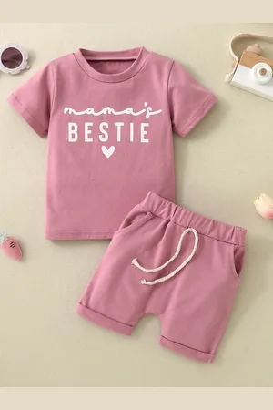 Stylecast Pink Boys Printed Round Neck Top With Short