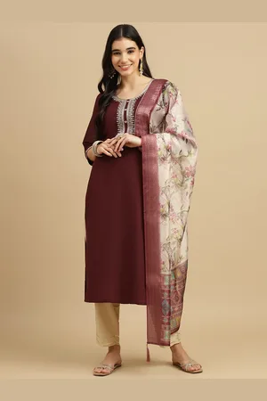 Mokosh Ethnic Motifs Yoke Design Sequinned Kurta with Trousers & With Dupatta