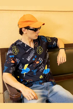 Bewakoof Graphic Printed Cuban Collar Oversized Shirt