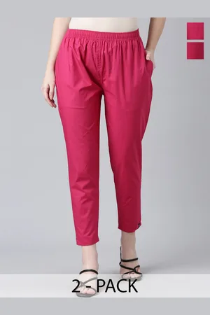 Twin Birds Women Pack Of 2 Mid-Rise Pure Cotton Cropped Cigarette Trousers
