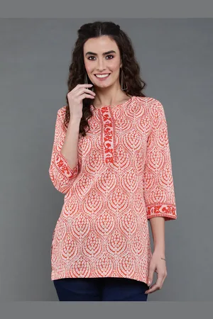 Antaran Ethnic Motifs Printed Round Neck Pure Cotton Kurti