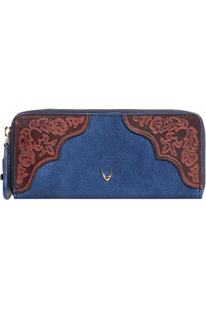 Hidesign Women Blue & Brown Textured Zip Around Wallet