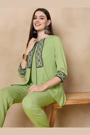 Anouk Embroidered Top With Shrug & Trousers