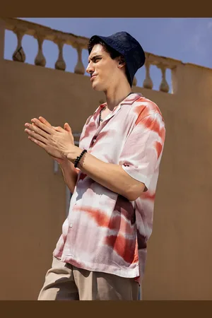 Bewakoof Abstract Printed Cuban Collar Oversized Shirt