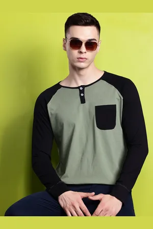 HANCOCK Men Colourblocked Pure Pure Cotton Pocket T-shirt