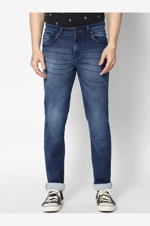 HJ HASASI Men Navy Blue Light Fade Stretchable Regular Fit Jeans