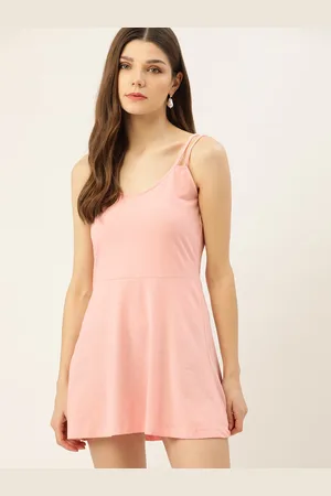 DressBerry Pink Strappy Knit A-Line Mini Dress