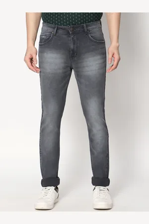HJ HASASI Men Grey Heavy Fade Stretchable Regular Fit Jeans