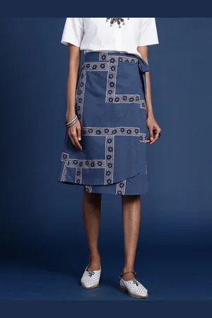 Taavi Women Dabu Printed Pure Cotton Wrap Skirt