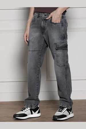 Dennis Lingo Men Relaxed Fit Clean Look Cargo Styles Heavy Fade Jeans