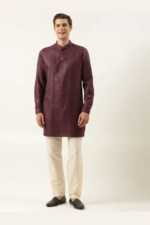 TheEthnic.Co Long Sleeves Mandarin Collar Cotton Pathani Kurta