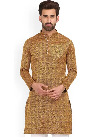 Sydney Heights Mandarin Collar Long Sleeves Jacquard Straight Kurta