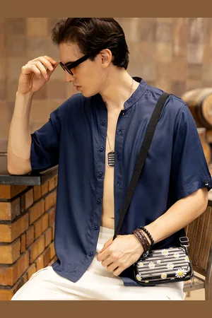 Bewakoof Super Loose Fit Mandarin Collar Oversized Casual Shirt