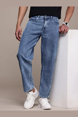 WROGN Men Pure Cotton Relaxed Fit Heavy Fade Jeans