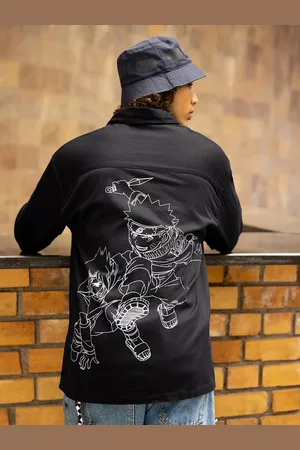 Bewakoof Black Graphic Printed Organic Cotton Oversized Casual Shirt