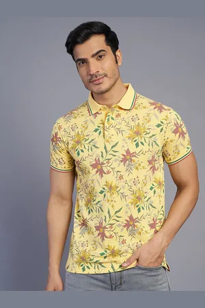 Greenfibre Men Floral Printed Polo Collar Applique Slim Fit T-shirt