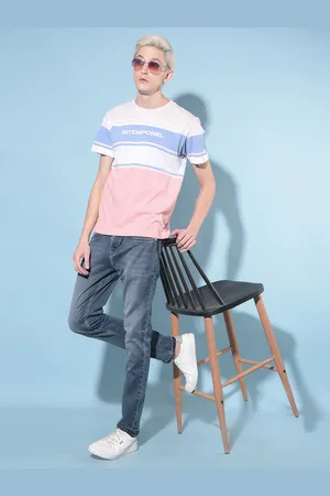 Crimsoune Club Striped Round Neck Slim Fit T-shirt