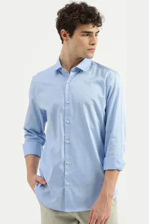 Benetton Cotton Spread Collar Slim Fit Curved Formal Shirt