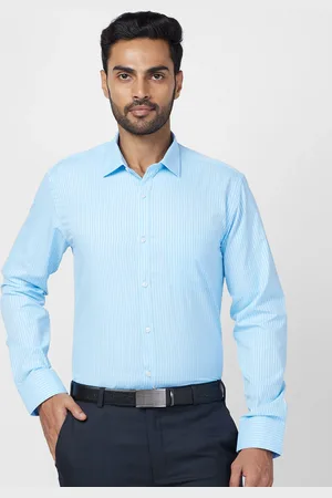 Park Avenue Spread Collar Long Sleeves Slim Fit Striped Formal Shirt
