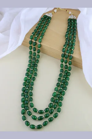 I Jewels Men Gold-Plated Stone Studded & Beaded Layered Necklace