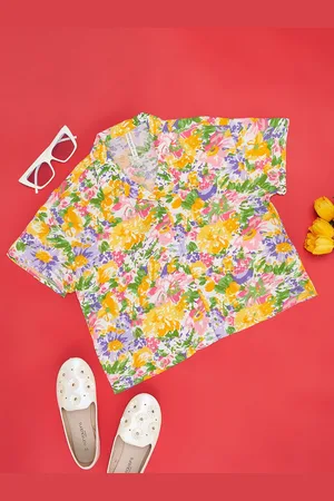 Pantaloons Girls Floral Printed Pure Cotton Shirt Style Top