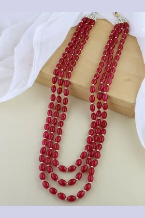 I Jewels Men Gold-Plated Stone Studded & Beaded Layered Necklace