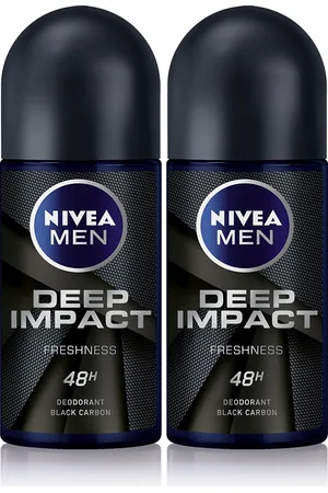 Nivea Men Set Of 2 Deep Impact 48Hr Freshness Deodorant Roll-On 50ml Each - Black Carbon