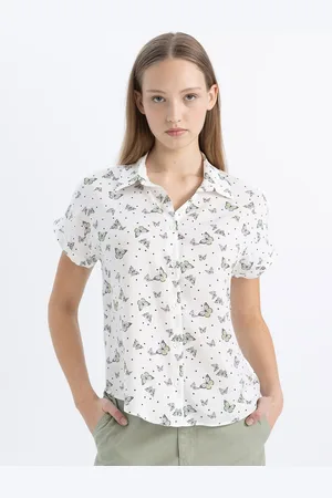 DeFacto Women Opaque Printed Casual Cotton Shirt